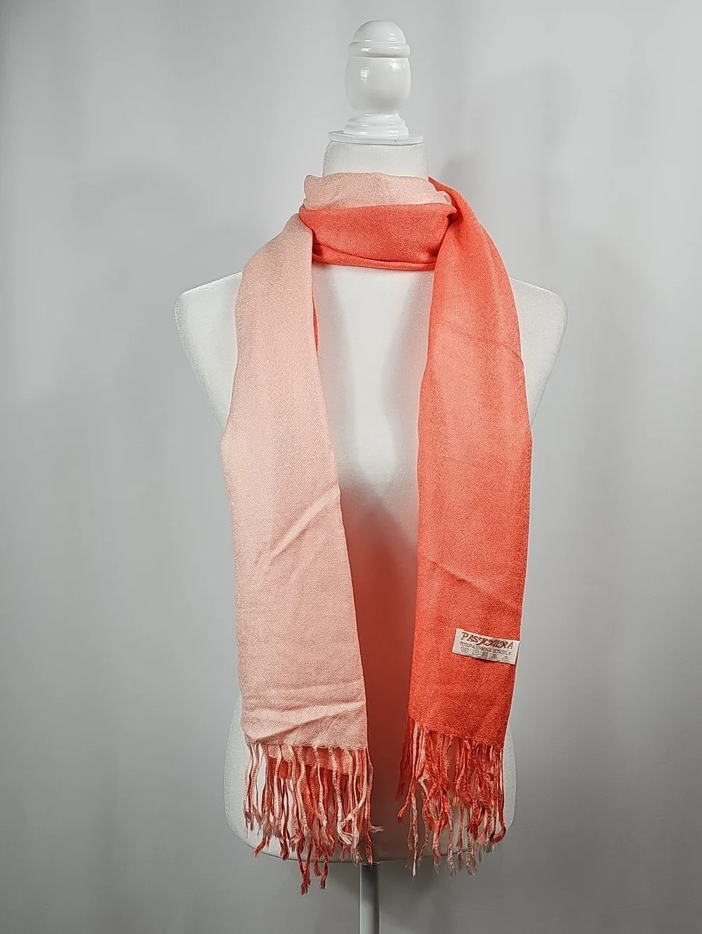 Pashmina Silk Blend Coral Fringe Scarf Wrap Shawl Soft Lightweight Festival Rave